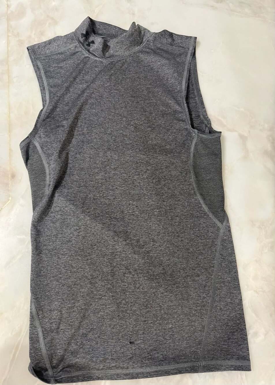 Under Armour HeatGear Compression Sleeveless Mock Neck Size S Grey